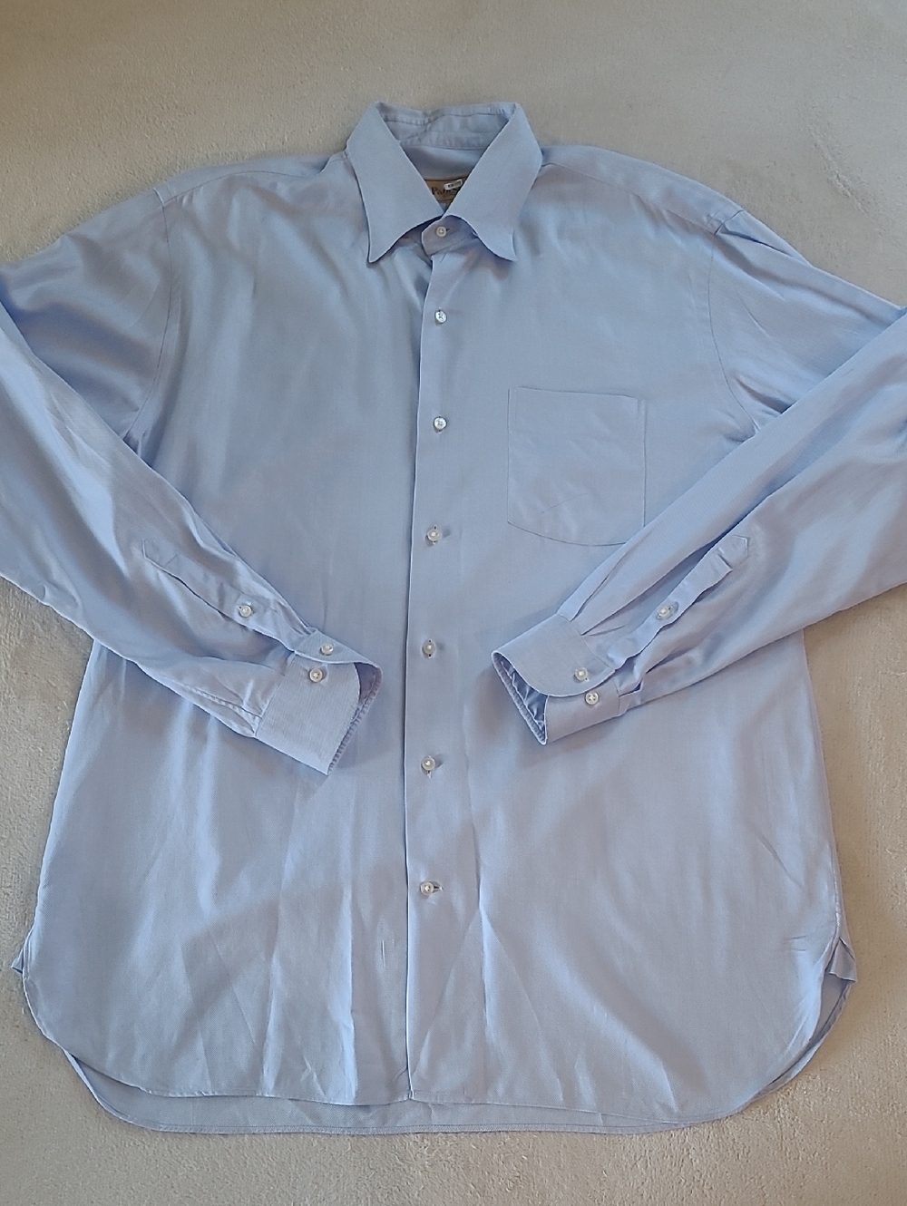 Paul Stuart Mens XL Blue Cotton Dress Shirt Long Sleeve Button Front Classic